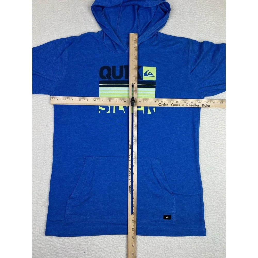 Quiksilver Hoodie Boys XL 18/20 Blue Pullover Graphic Logo Lightweight Jersey
